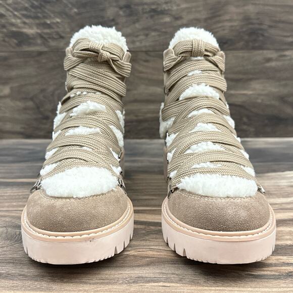 NEW Dolce Vita Pace 8 Faux Shearling Trim Lug Sole Suede Hiker Ankle Boots - Picture 5 of 12